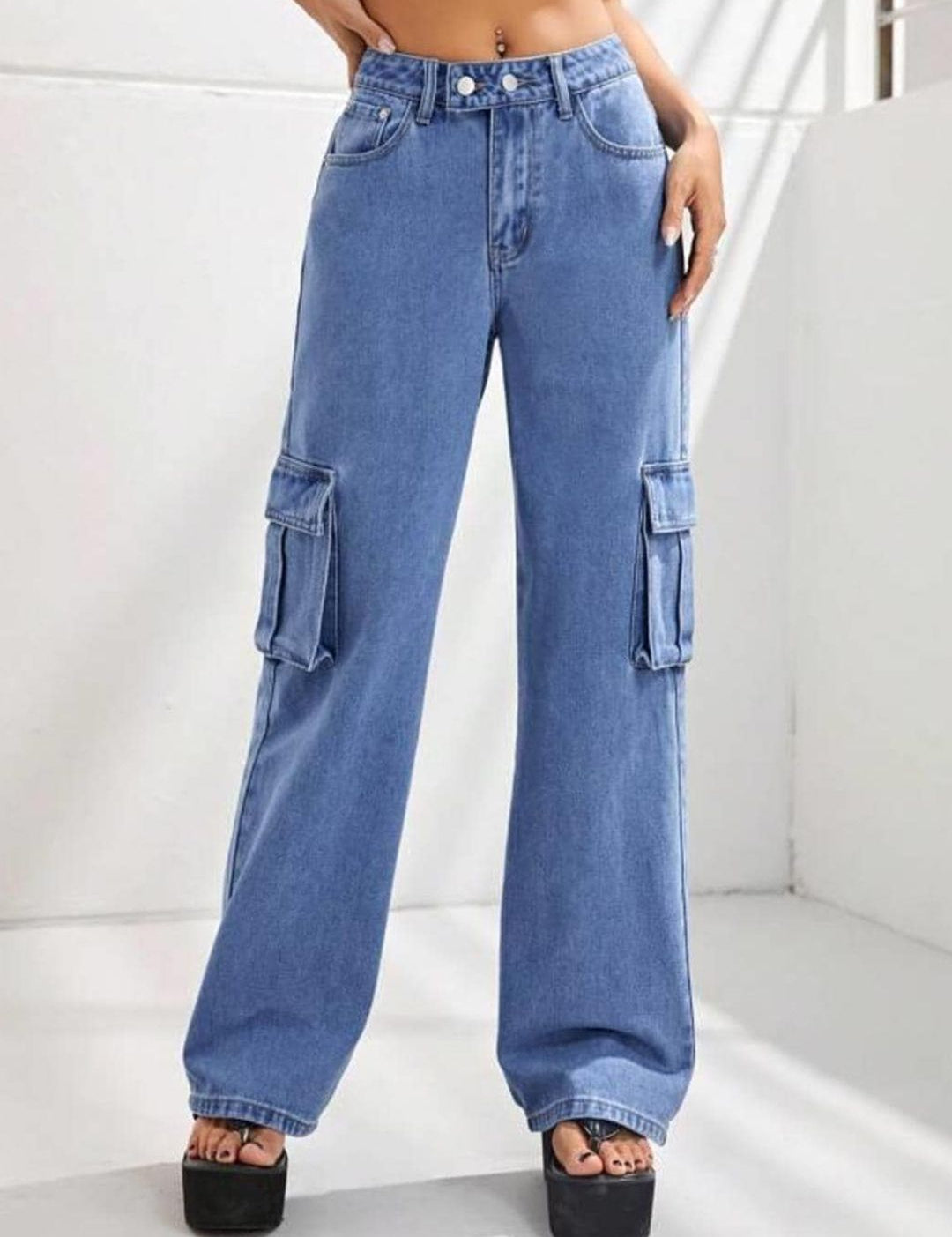 Kotty Women Jean Straight Fit High-Rise Highly Distressed Cotton Stretchable Jeans