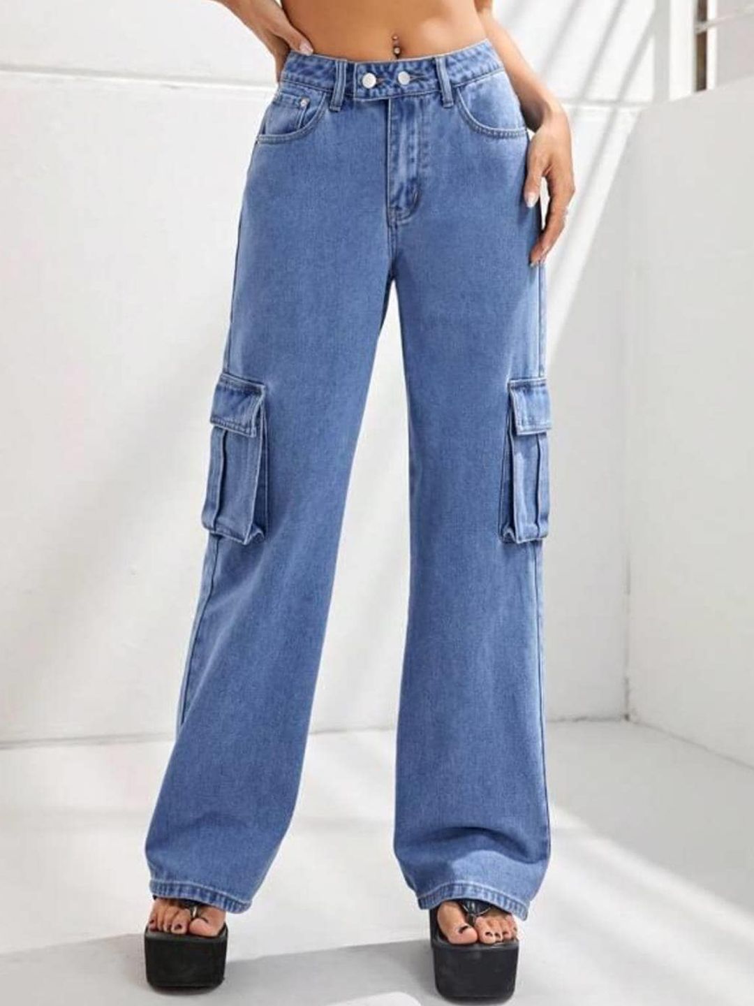 Kotty Women Jean Straight Fit High-Rise Highly Distressed Cotton Stretchable Jeans