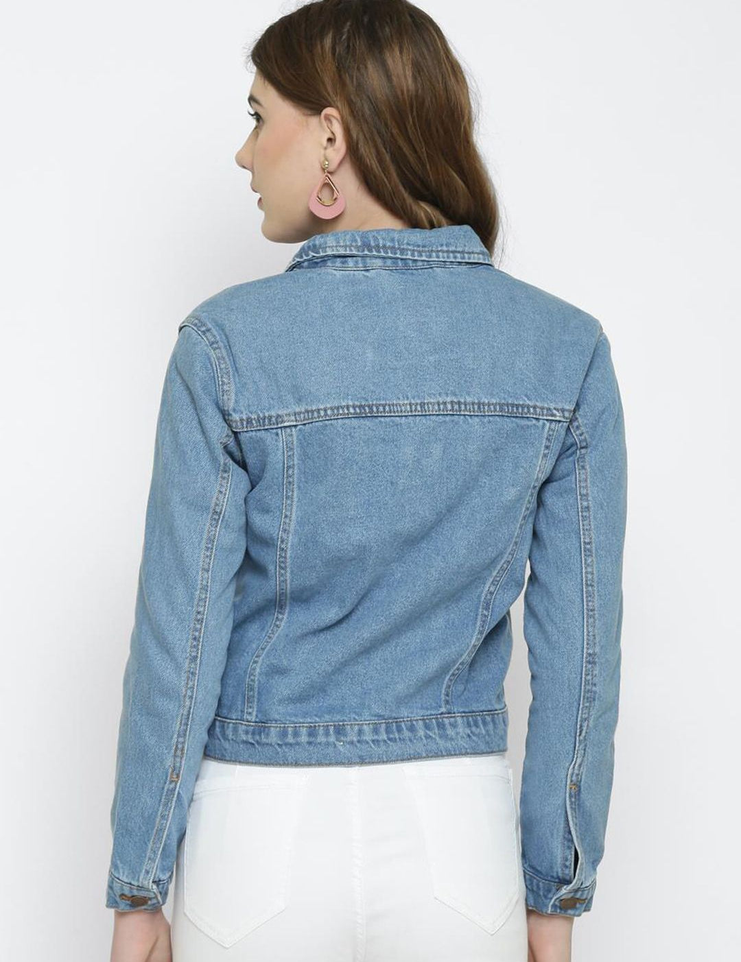 Kotty Women Blue Solid Denim Jacket