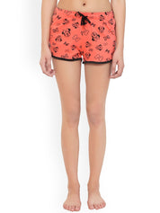 Kotty Women Orange Graphic Printed Lounge Shorts