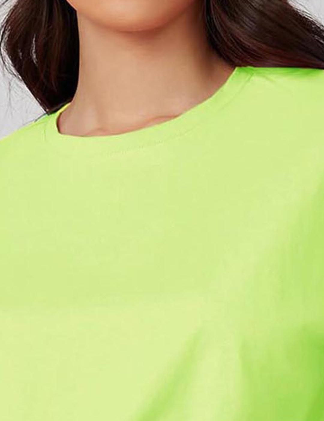 Kotty Round Neck Drop-Shoulder Sleeves Oversized Crop T-shirt