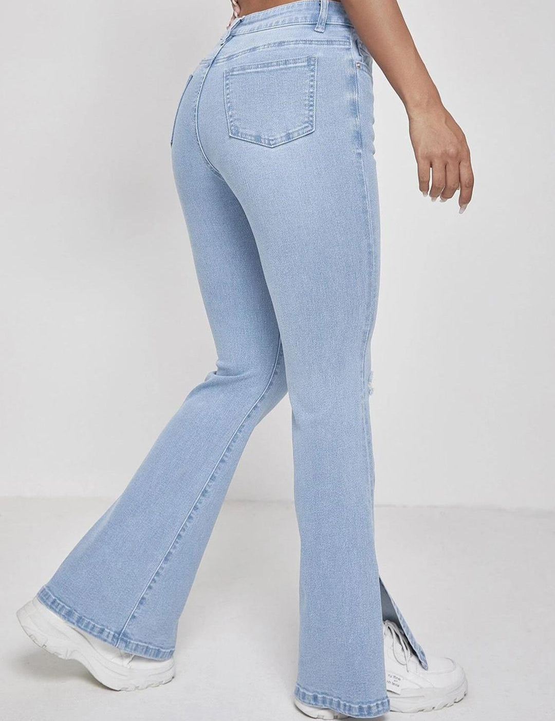 Kotty Women Jean Bootcut High-Rise Slash Knee Stretchable Jeans