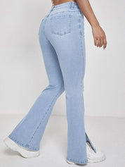 Kotty Women Jean Bootcut High-Rise Slash Knee Stretchable Jeans