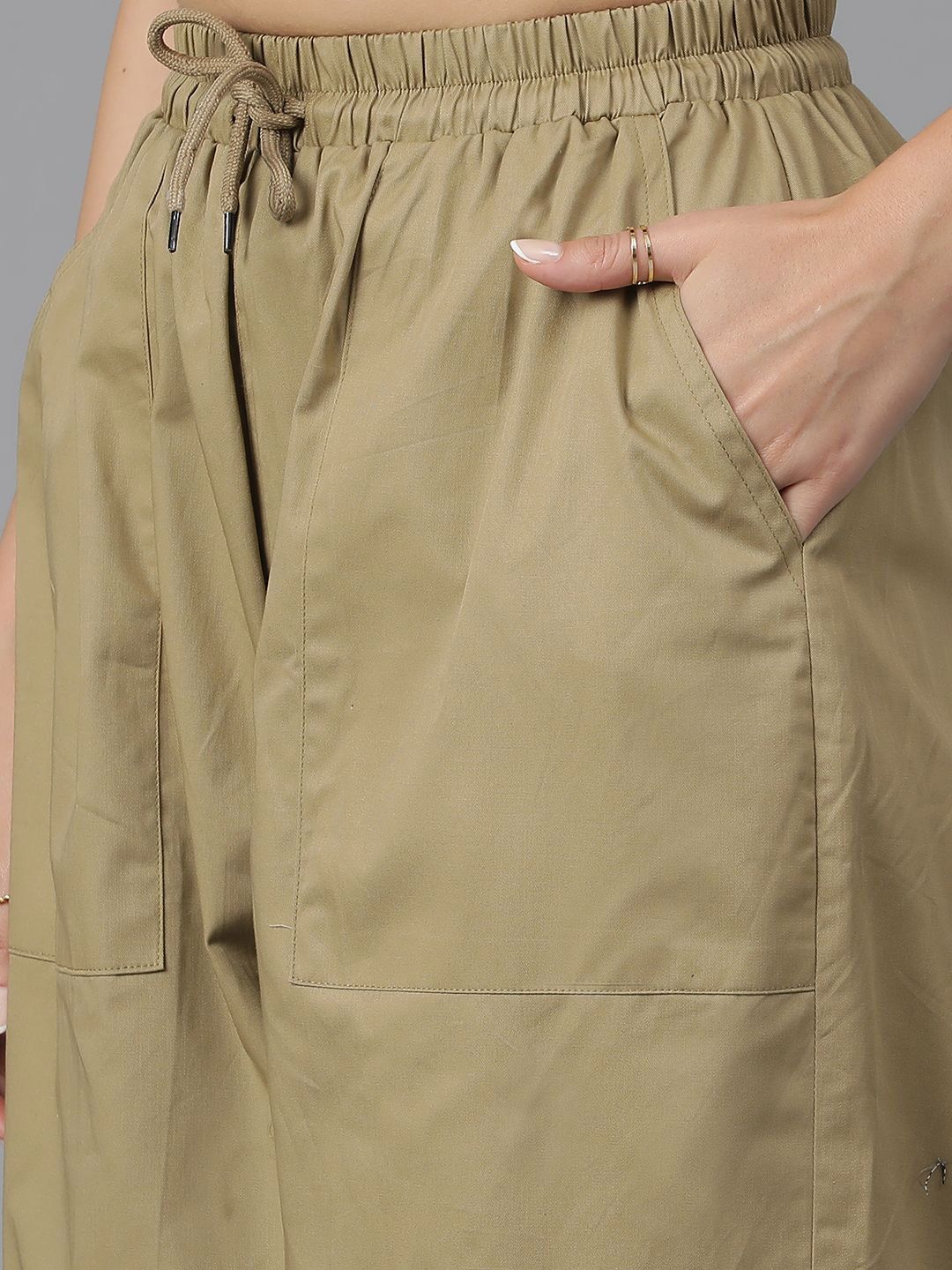 Kotty Women Brown High-Rise Easy Wash Cotton Joggers