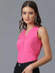 KOTTY BIZwear Pink V-Neck Crepe Top