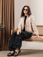 Kotty Women Animal Printed Crop Cardigan Sweaters