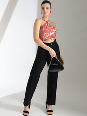 Stylecast X KOTTY Basics Women Black Slim Fit High-Rise Clean Look Frayed Hem Stretchable Jeans