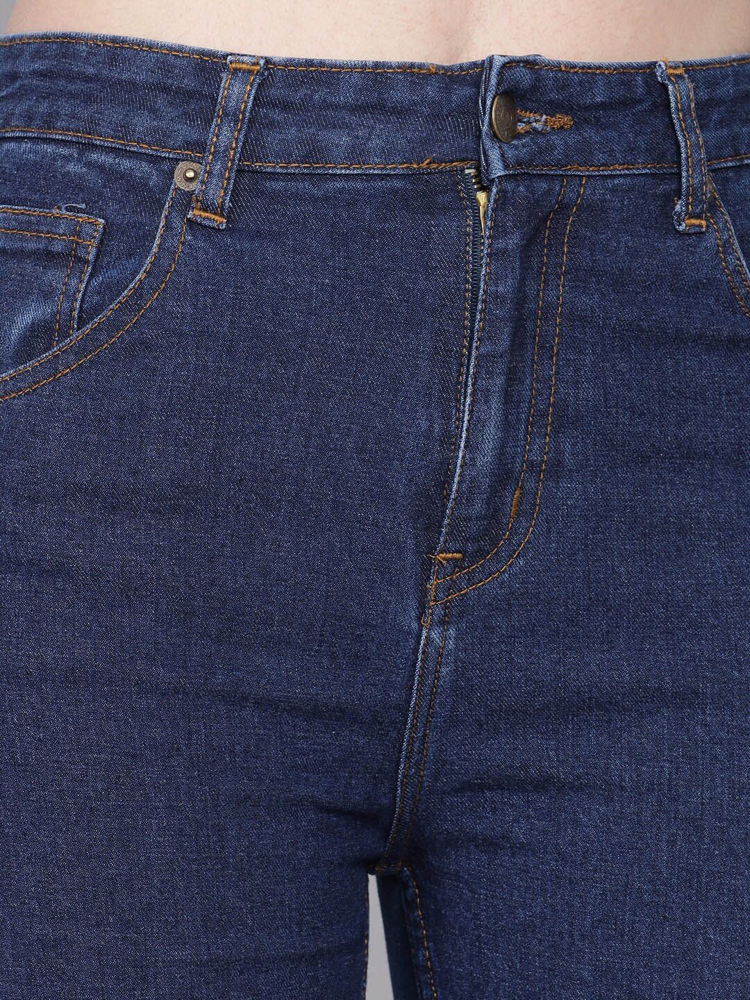 Kotty Women Blue Flared High-Rise Low Distress Jeans