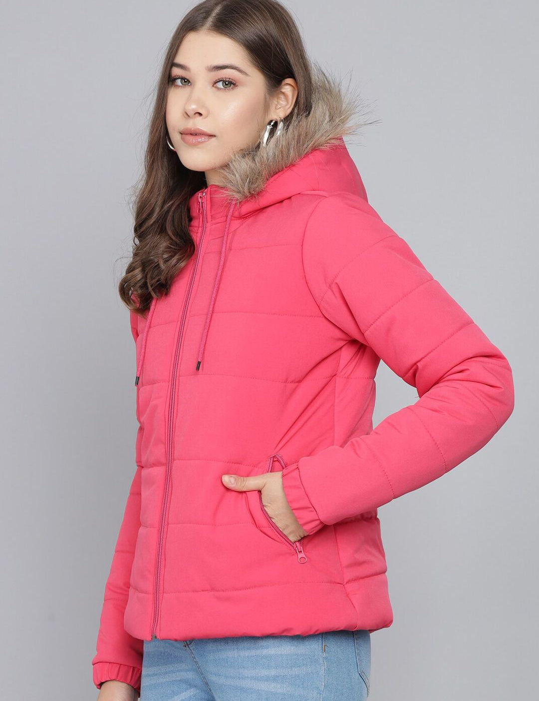 Kotty Women Pink Solid Lightweight Parka Jacket