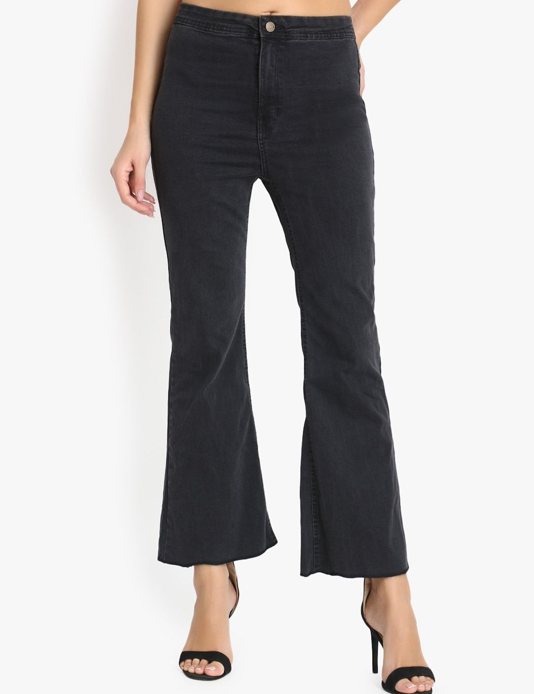 Kotty Women Black Flared High-Rise Clean Look Stretchable Jeans