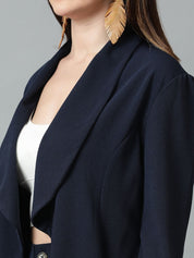 Kotty Navy Blue Shawl Neck Blazer & Trousers