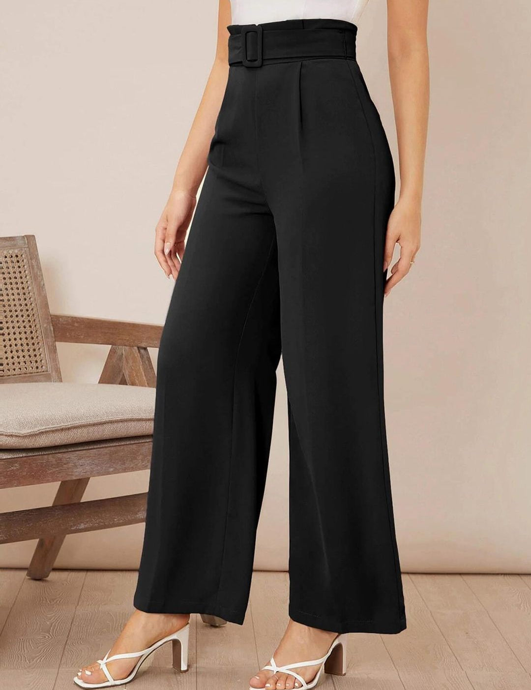 Kotty Pack Of 2 Women Relaxed Straight Fit High-Rise Pleated Trousers