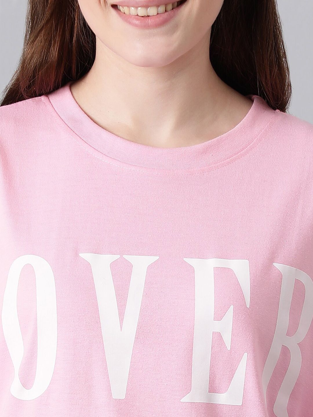 Kotty Typography Printed Drop Shoulder Sleeves Oversized T-shirt