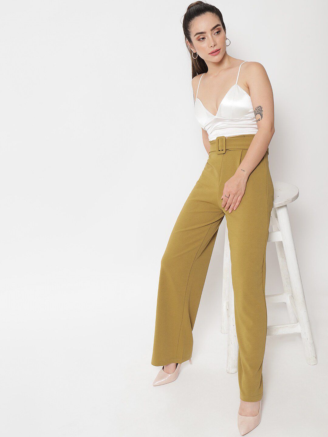 KOTTY BIZwear Pack Of 2 Women Relaxed Straight Fit High-Rise Pleated Trousers