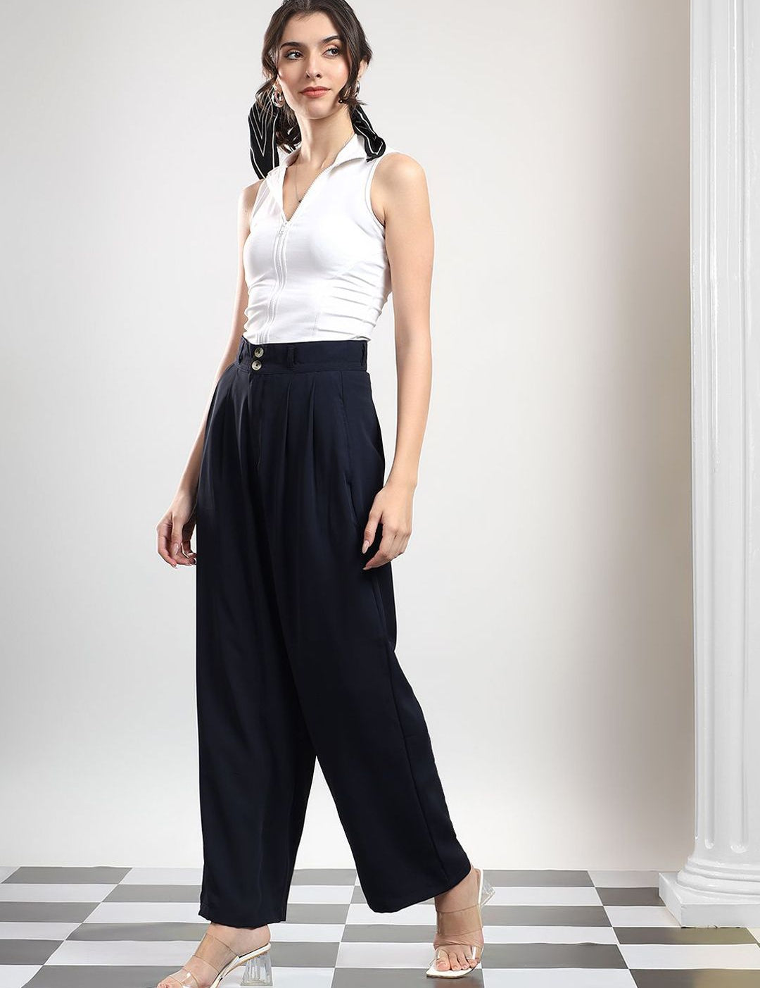 Kotty Women High-Rise Easy Wash Pleated Trousers