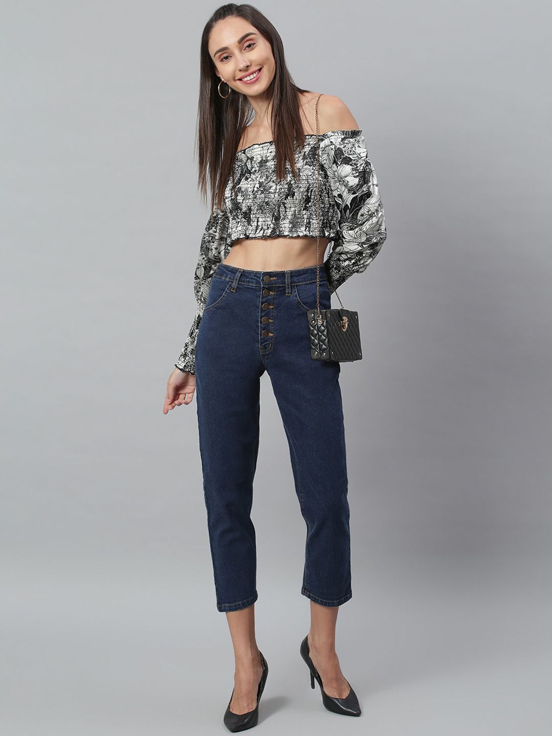 Kotty Women Blue Slim Fit High-Rise Clean Look Stretchable Jeans