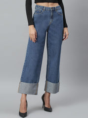 Kotty Women Blue No Fade Clean Look Flared Jeans