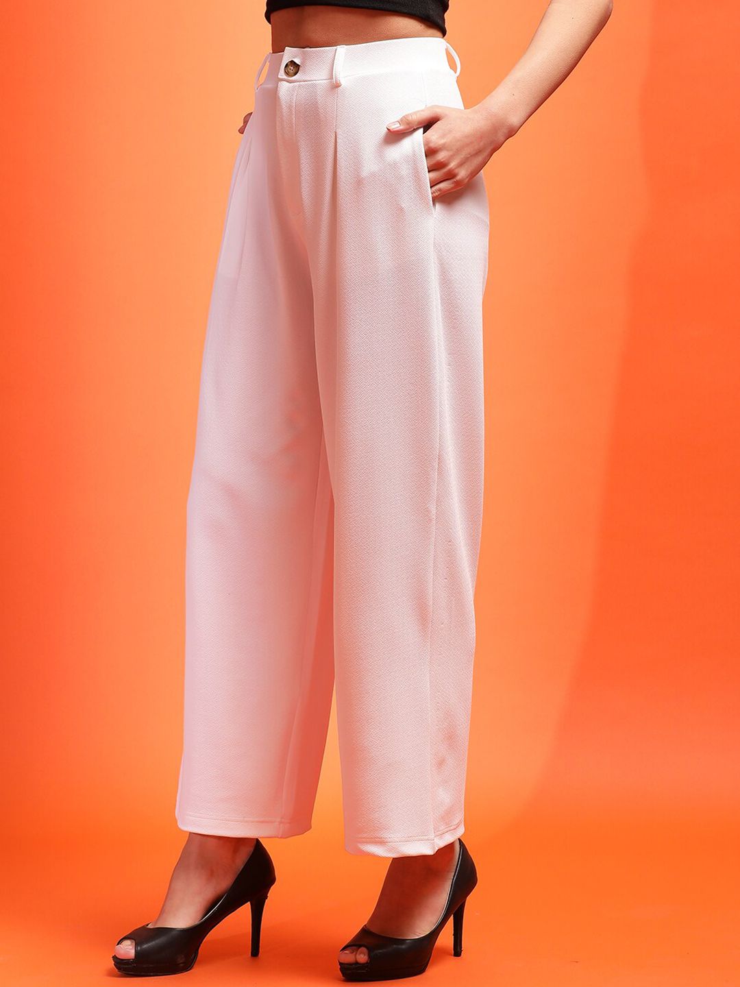 Stylecast X KOTTY Women High-Rise Relaxed Fit Parallel Trousers