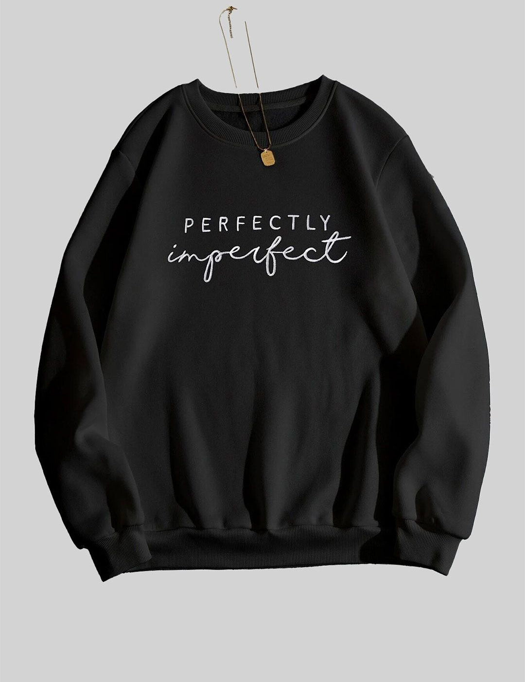 Kotty Typography Printed Round Neck Fleece Pullover Sweatshirt