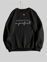 Kotty Typography Printed Round Neck Fleece Pullover Sweatshirt