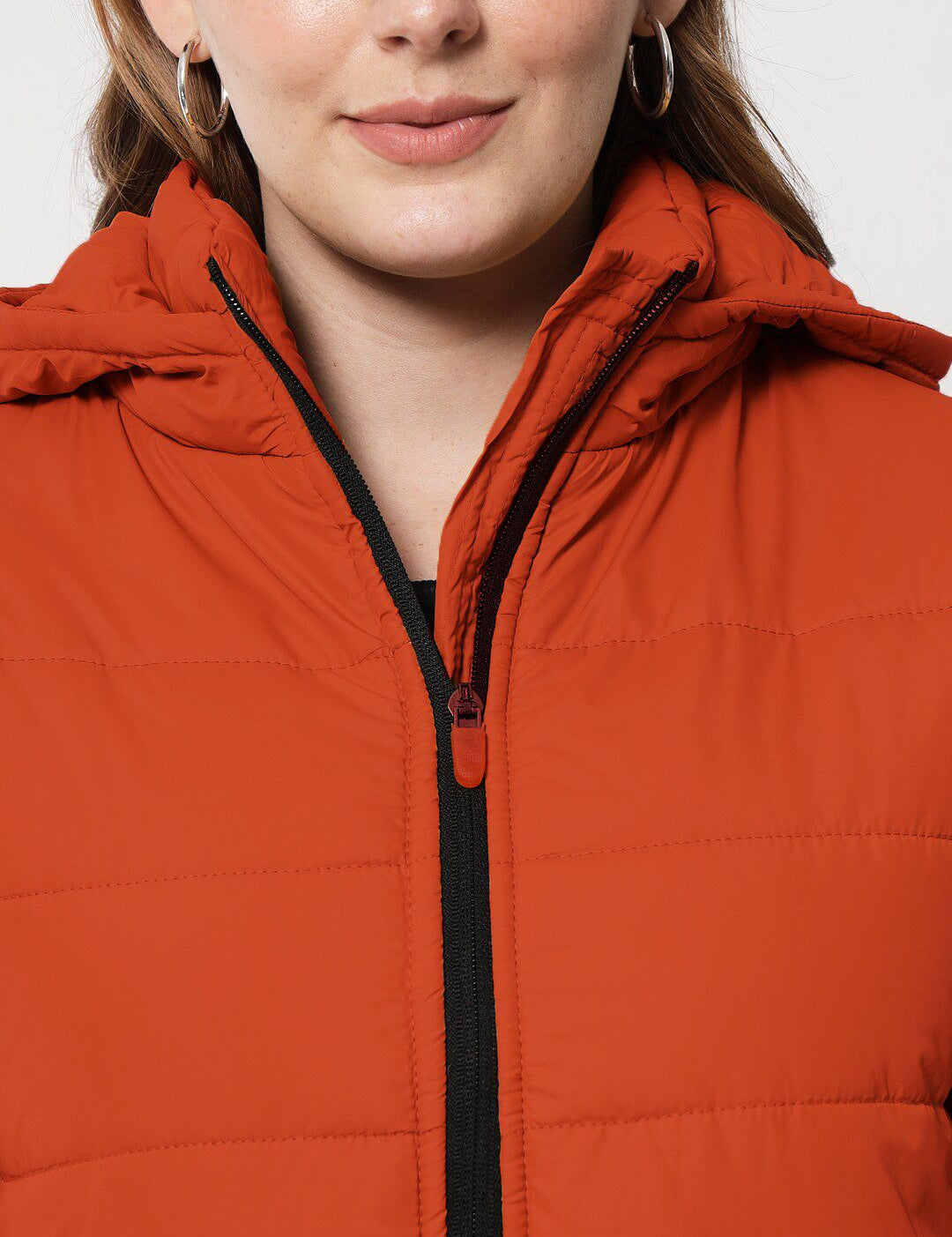 Kotty Women Rust Longline Outdoor Puffer Jacket