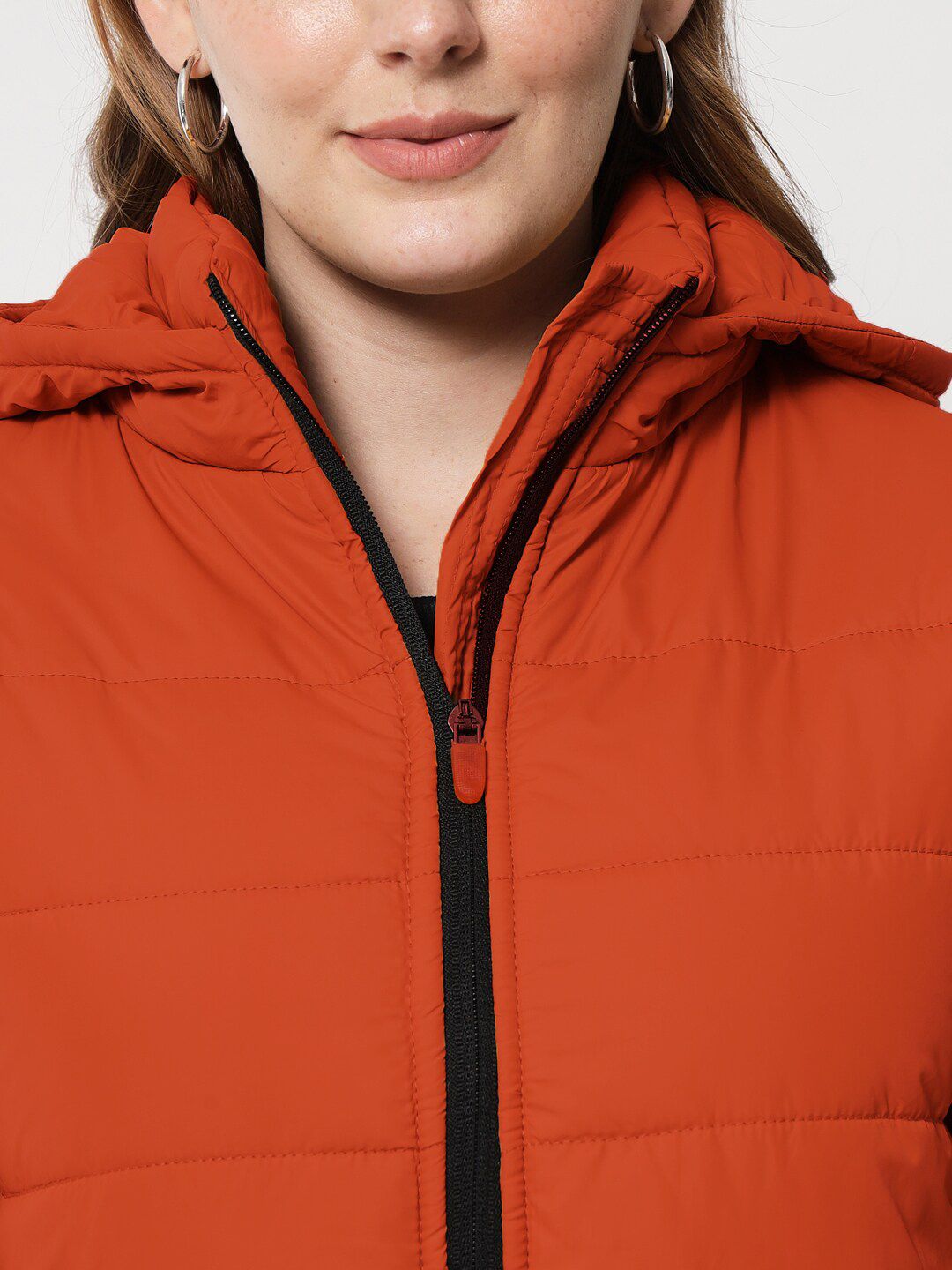Kotty Women Rust Longline Outdoor Puffer Jacket