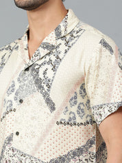 Kotty Men Cuban Collar Ethnic Motifs Printed Casual Shirt