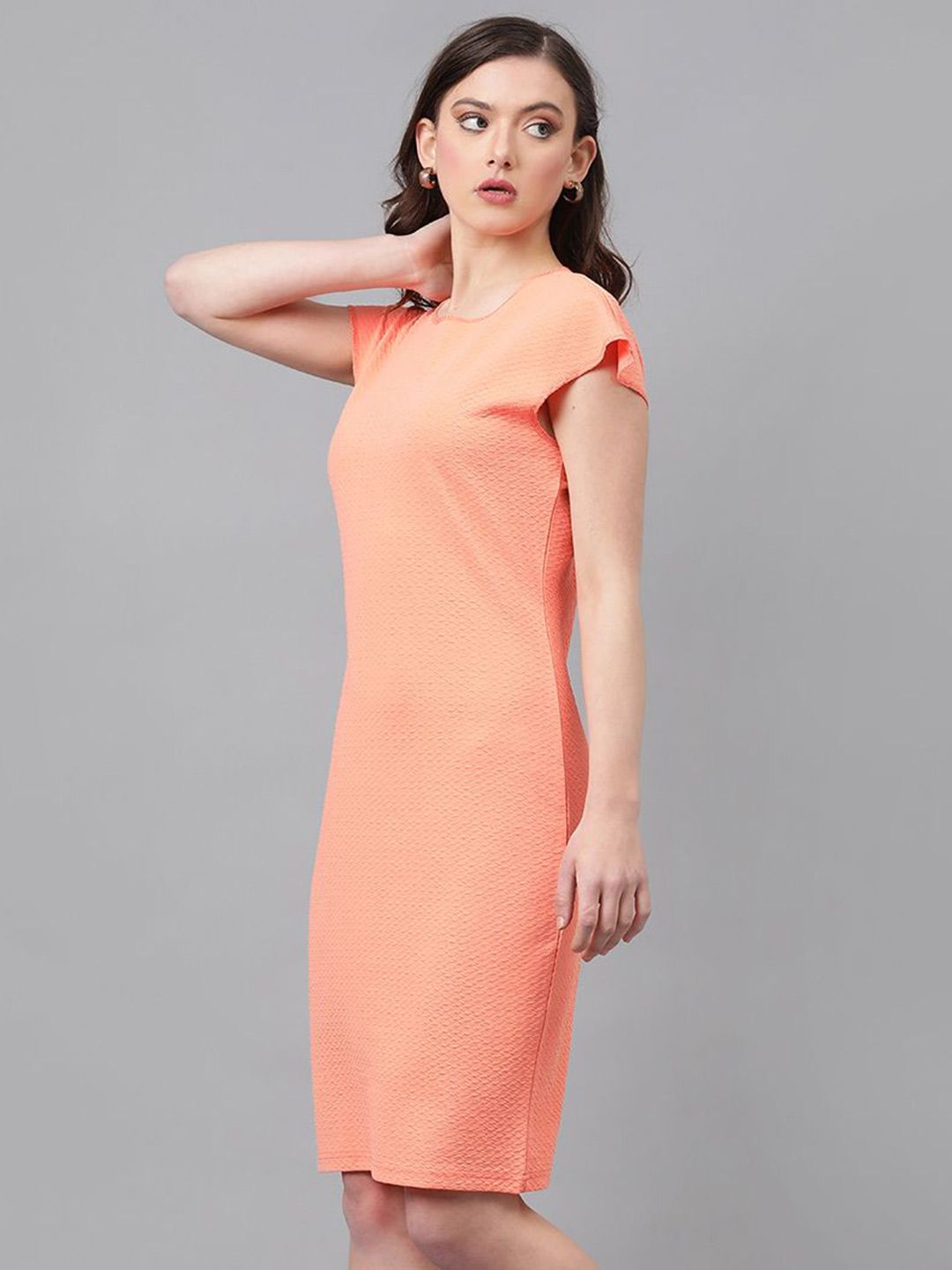 KOTTY Basics Self Design Extended Sleeves Straight Sheath Dress