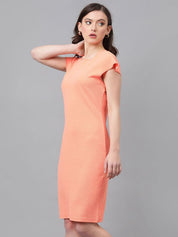 KOTTY Basics Self Design Extended Sleeves Straight Sheath Dress