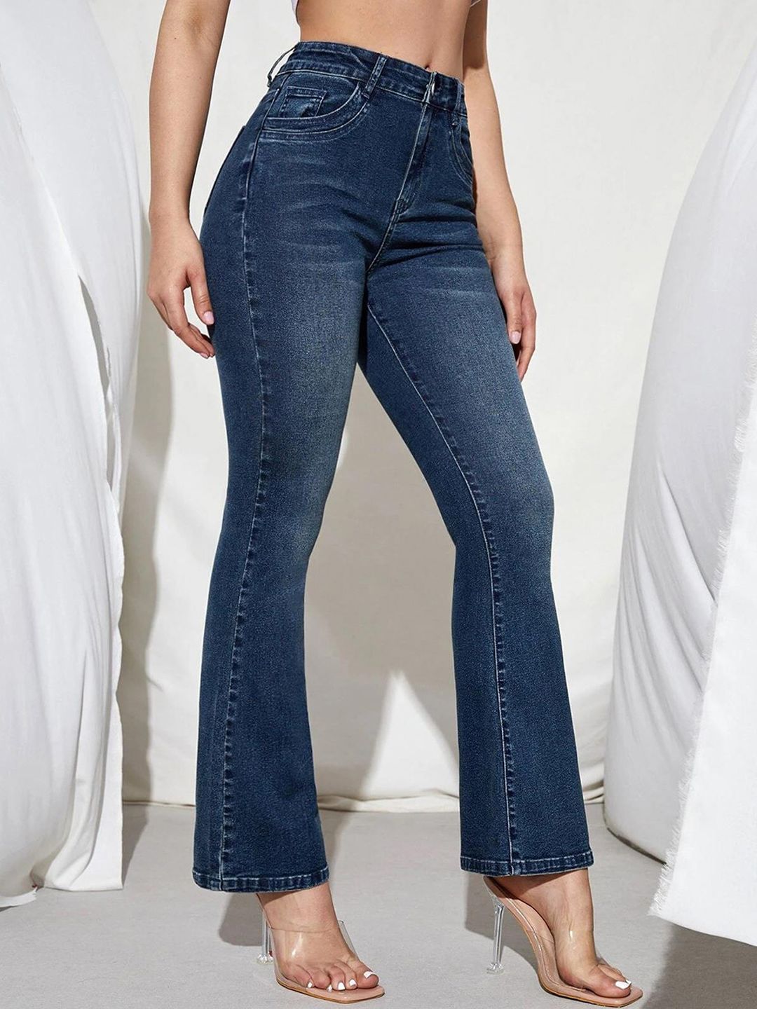 Kotty Women Jean Bootcut High-Rise Light Fade Stretchable Jeans