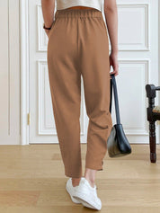 Kotty Women Brown Relaxed Straight Fit High-Rise Easy Wash Pleated Trousers