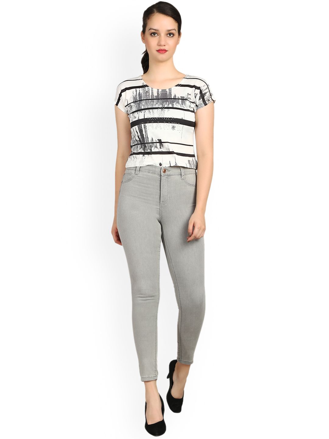 Kotty Women Grey Skinny Fit High-Rise Clean Look Jeans