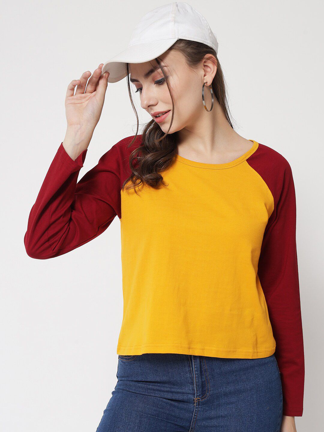 Kotty Women Yellow & Red Colourblocked T-shirt