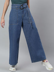 Kotty Women Blue Flared High-Rise Clean Look Stretchable Jeans