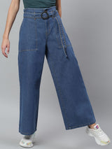 Kotty Women Blue Flared High-Rise Clean Look Stretchable Jeans