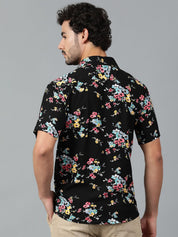 Kotty Men Cuban Collar Floral Printed Casual Shirt