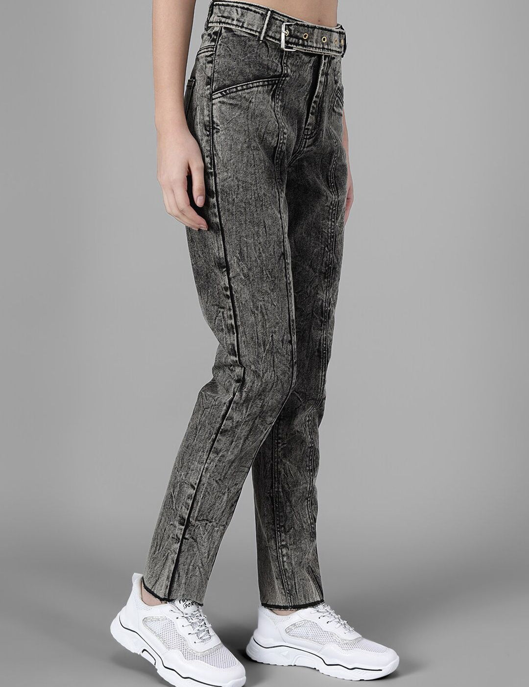 Kotty Women Charcoal Grey Slim Fit High-Rise Clean Look Jeans