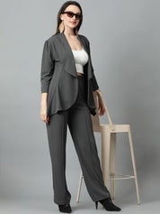 Kotty Grey Shawl Neck Blazer And Trousers