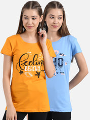 Kotty Women Pack Of 2 Printed Round Neck T-shirts