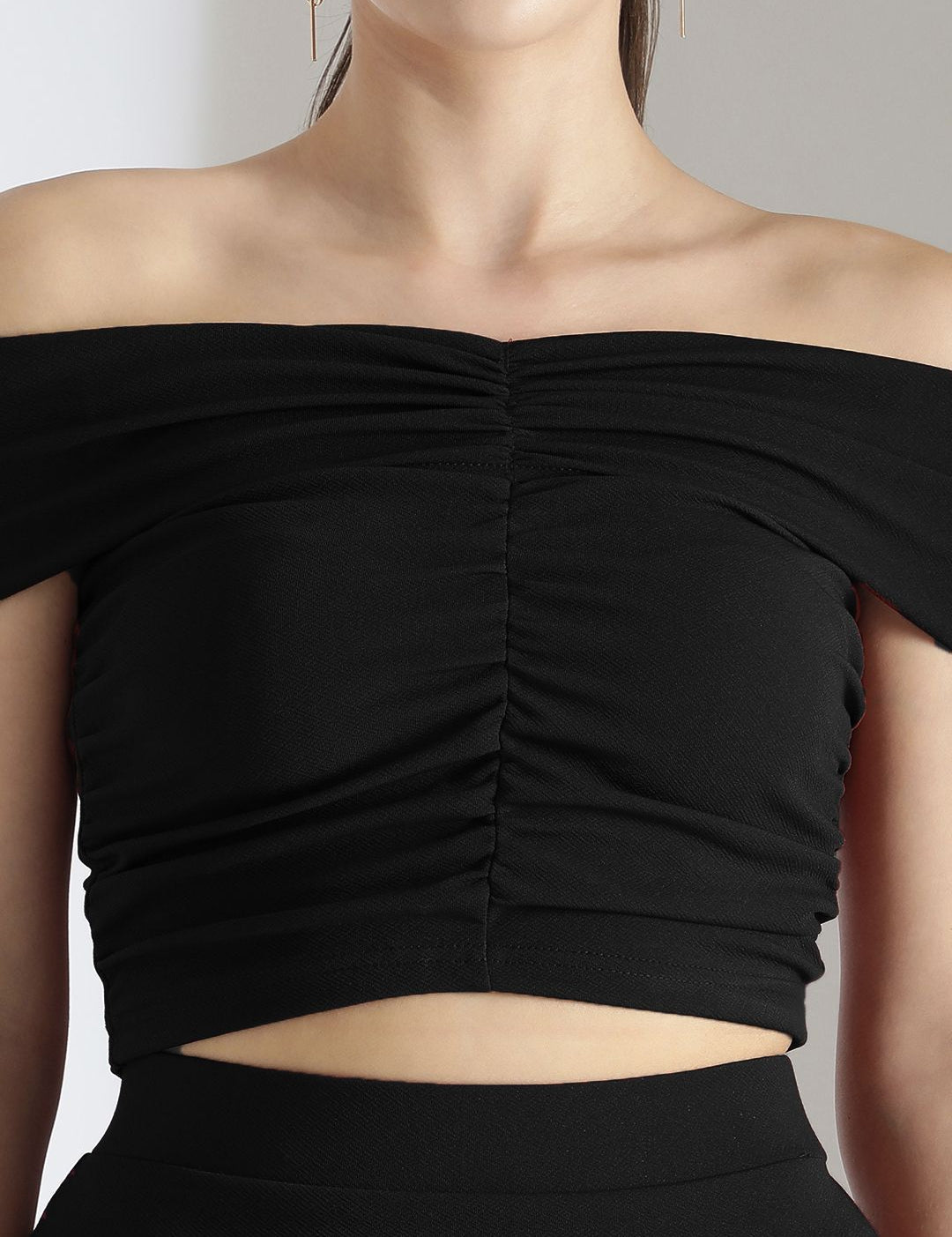 Kotty Black Off Shoulder Top With Skirt
