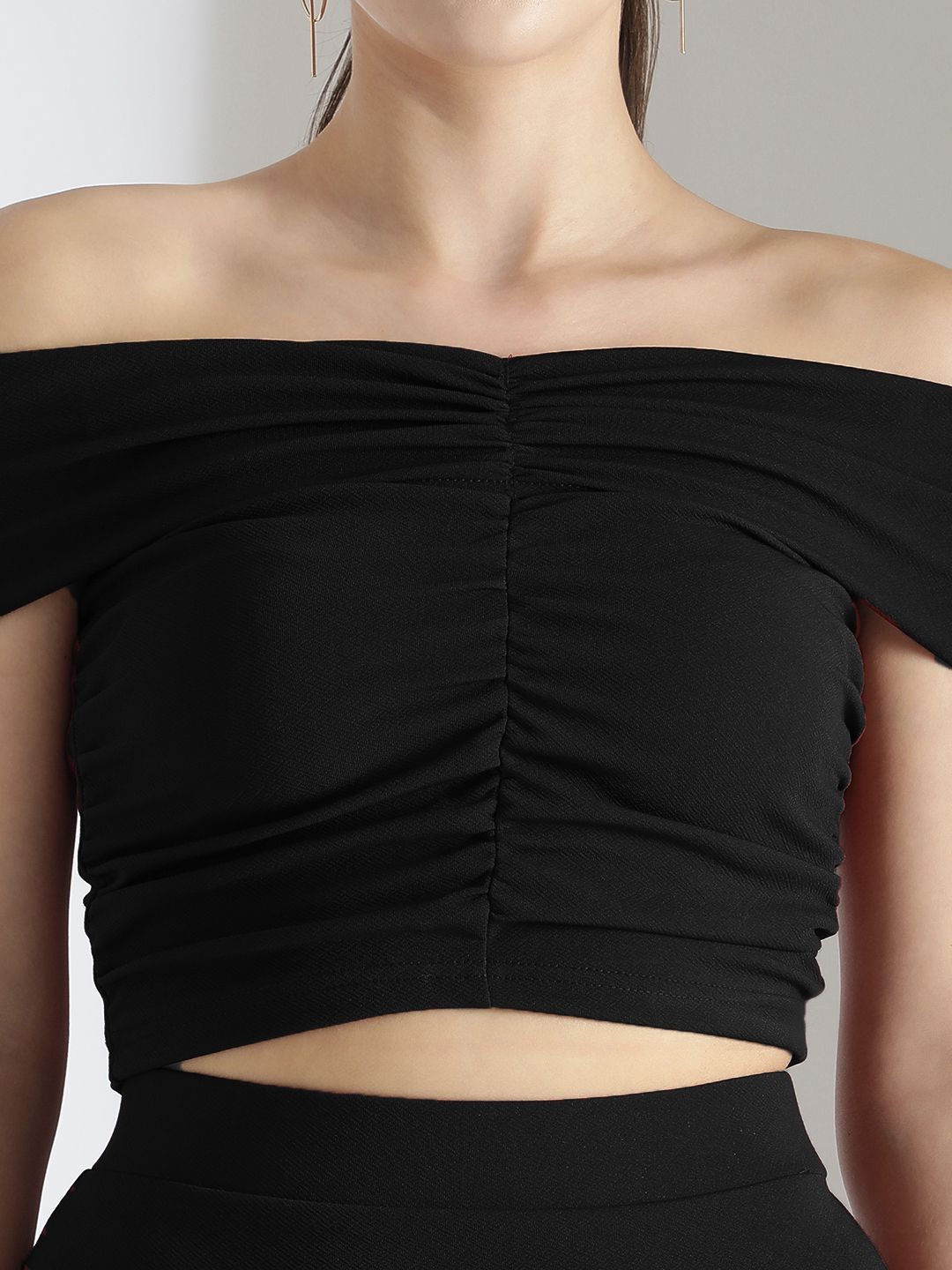 Kotty Black Off Shoulder Top With Skirt
