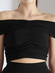 Kotty Black Off Shoulder Top With Skirt