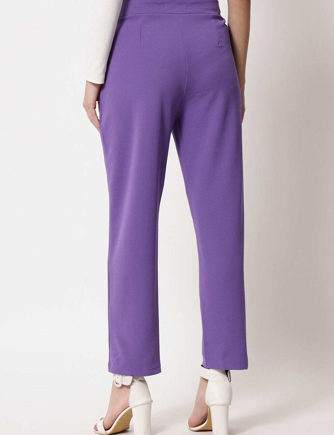 Kotty Women Purple Slim Fit Easy Wash Trousers