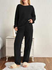KOTTY Women's Black Fleece Winter Casual Co Ord Set