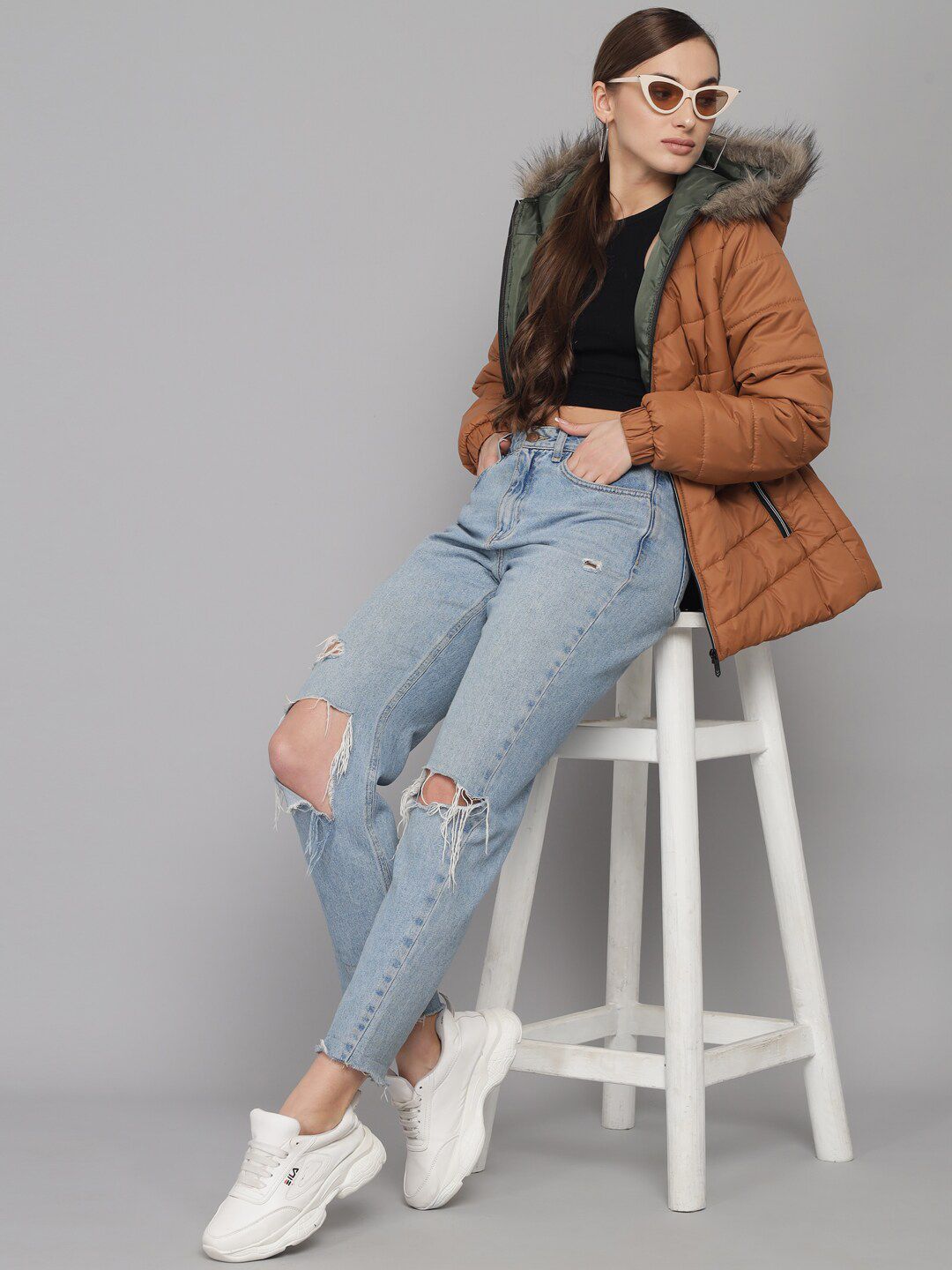 Kotty Women Brown Hooded Parka Jacket