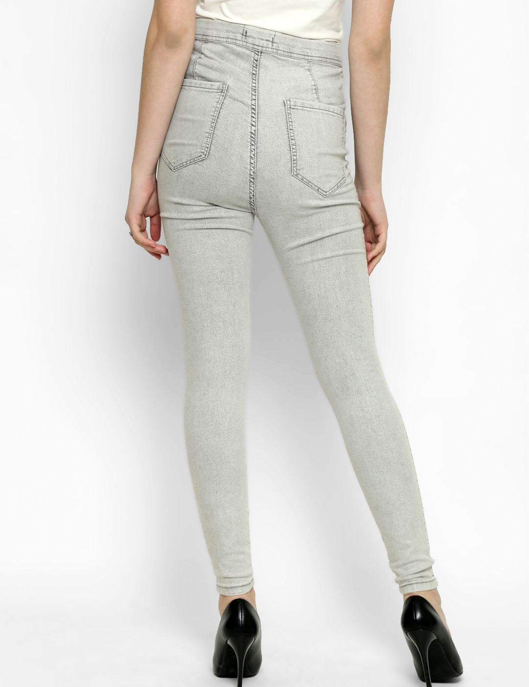 Kotty Women Grey Skinny Fit High-Rise Clean Look Jeans