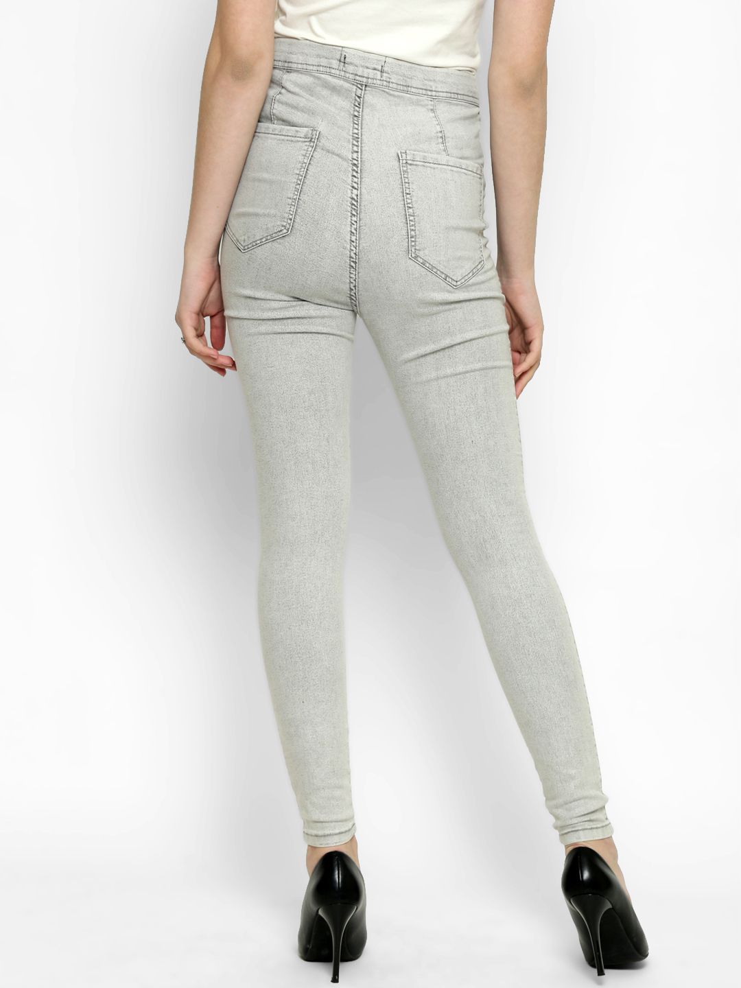 Kotty Women Grey Skinny Fit High-Rise Clean Look Jeans