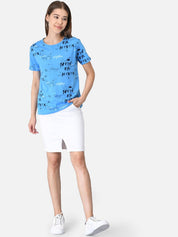 Kotty Women Blue & Black Printed T-shirt