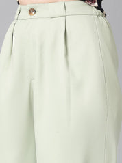 Kotty Women Relaxed Straight Leg Easy Wash Pleated Straight Fit Parallel Trousers