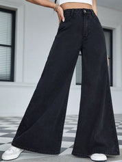 Kotty Women Black Jean Flared High-Rise Stretchable Jeans